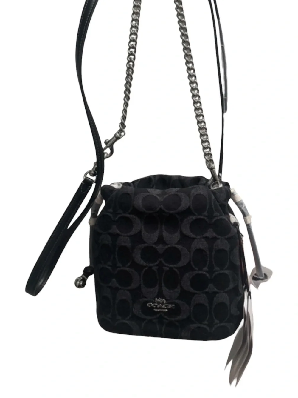Coach Faye Mini Drawstring Bag, CCZ45, Black Denim, NWT